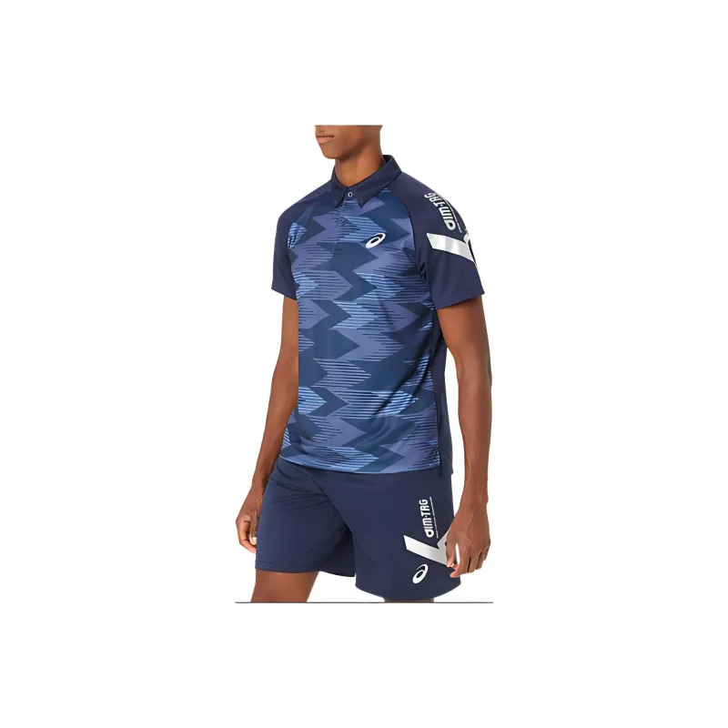 Asics A I M Dry Graphic Down Polo Shirt Polo Shirt Unisex Midnight Blue-2