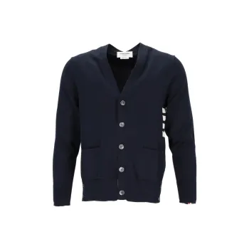 THOM BROWNE 4 Bar V Neck Relaxed Fit Cardigan