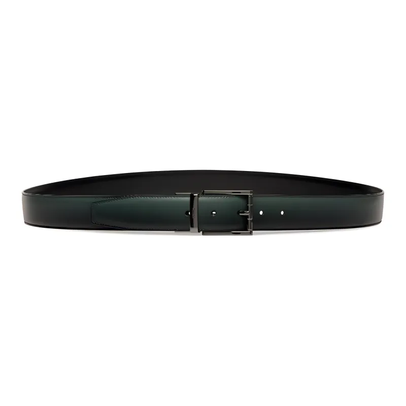 BALLY Solid Color Design Pin Buckle Leather Belts Men's Green-1
