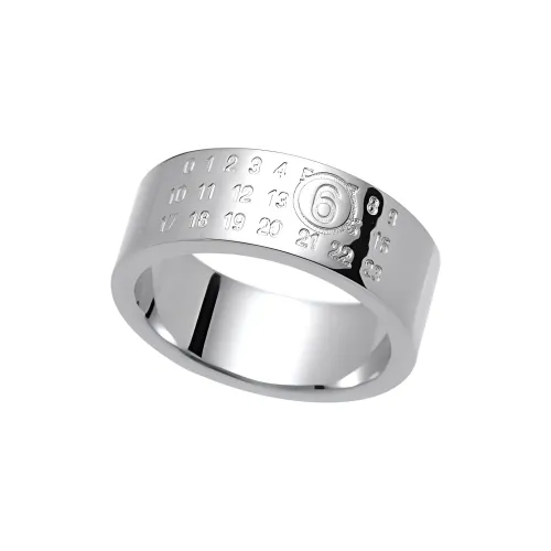 MM6 Maison Margiela Brass Silver-Plated Rings Men's Silver