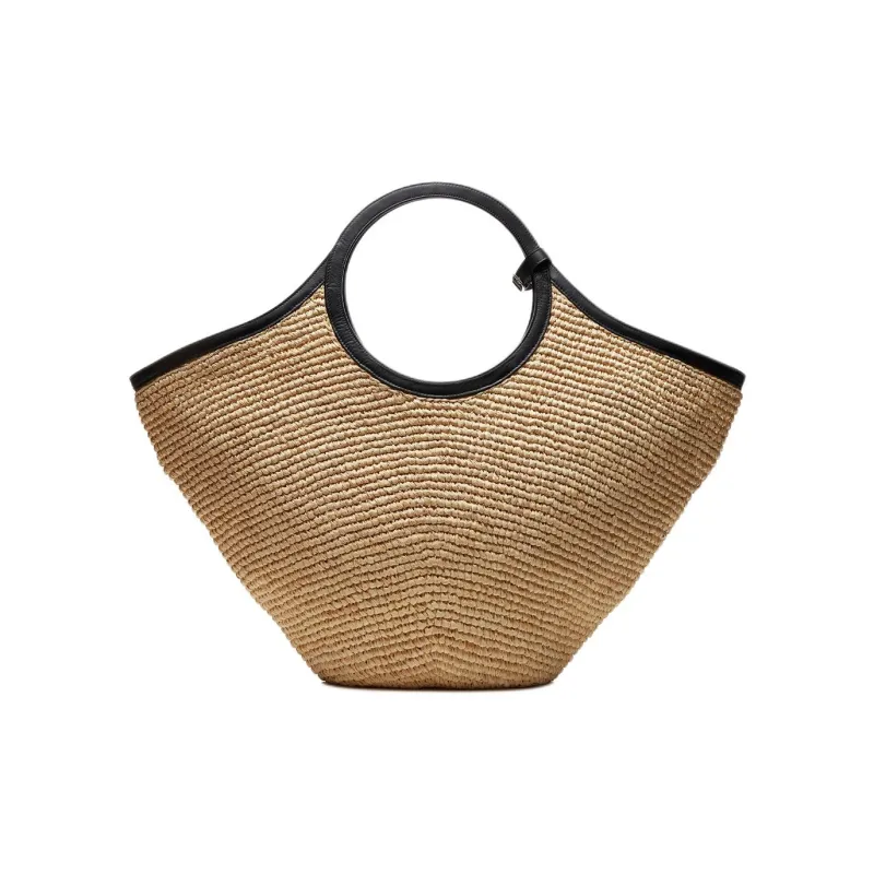 COURREGES Raffia Handbag Women's Khaki & Black-2