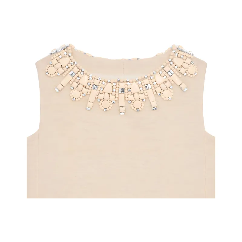 CELINE Embroidered Top In Bouclette Natté-3