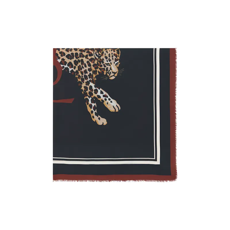 SAINT LAURENT Leopard Print Square Scarf-1