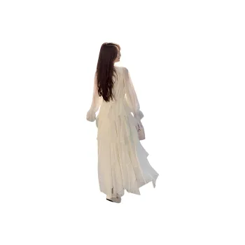 The Temptation Of The Muse Long Sleeved Dresses Women's Beige Apricot