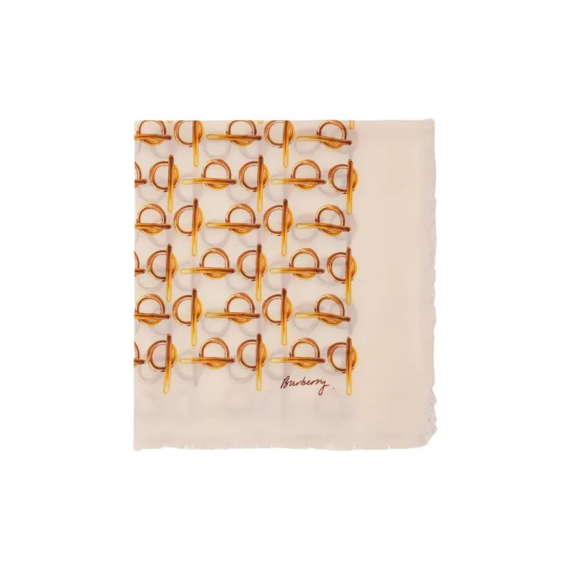 Burberry B Printed Frayed Edge Scarf-2