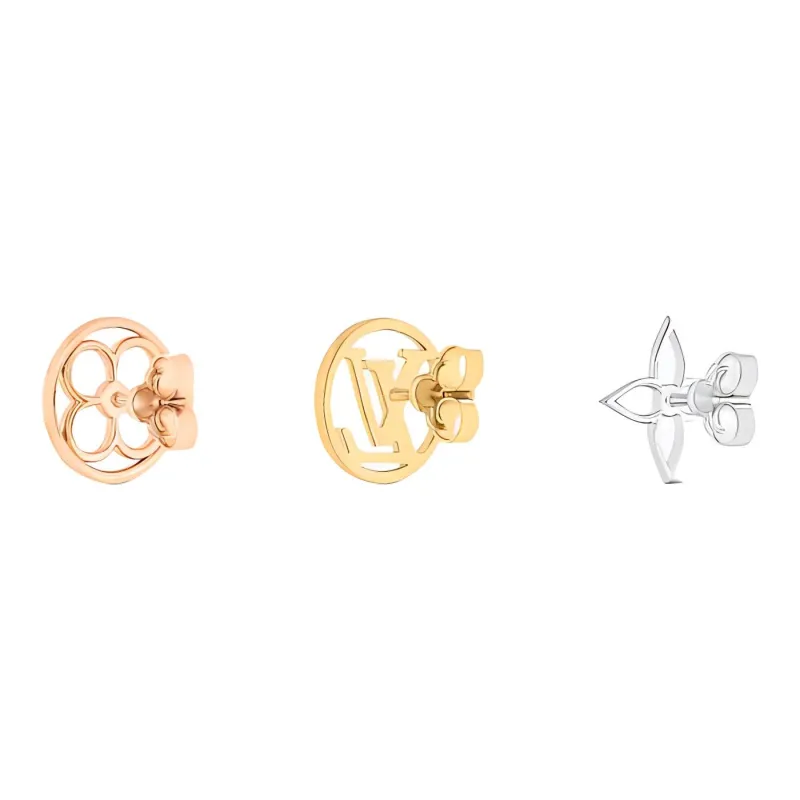 LOUIS VUITTON Metal Stud Earrings Women's Gold/Rose Gold/Silver-2