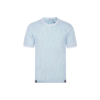 THOM BROWNE T-Shirts Men Blue With White Lettering