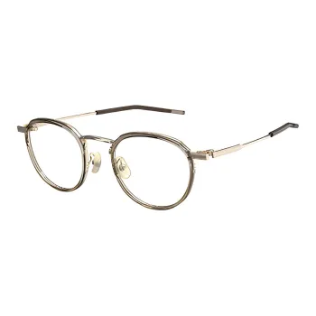 Four Nines Plate Frame Pure Titanium Irregular Shape Eyeglass Frames Unisex Beige