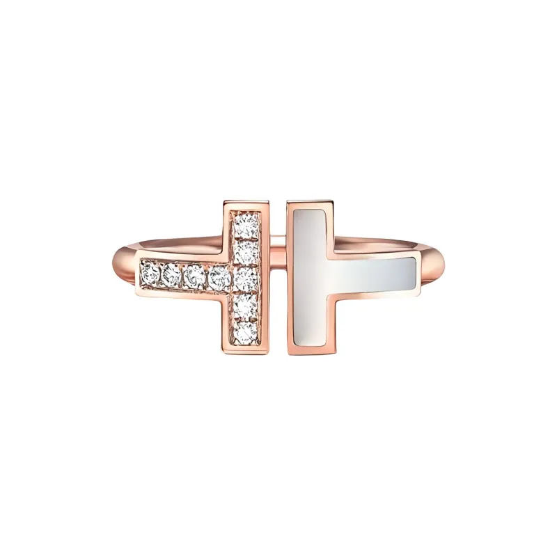 TIFFANY & CO. 2010s Pre owned 18kt Rose Gold T Wire Diamond Ring-1