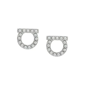 Ferragamo Pearls Embellished Gancini Earrings