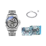 Hip-Hop Bracelet Box-Silver Case White Dial Silver Steel Band