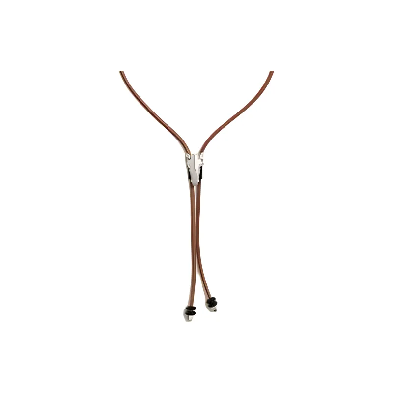 HERMES Horn Leather Metal Palladium-Plated Necklaces Men's Orange-2
