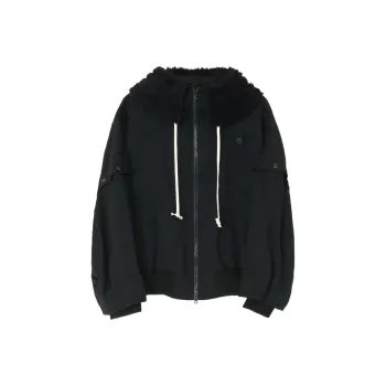 Yohji Yamamoto Faux-fur Trimmed Hoodie