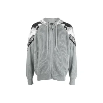 VERSACE Filigree-Printed Zipped Knitted Hoodie