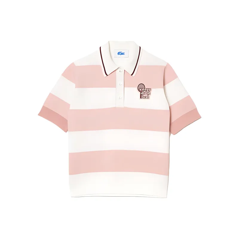 LACOSTE X EleVen By Venus Co brand Polo Shirts Unisex White Pink-0