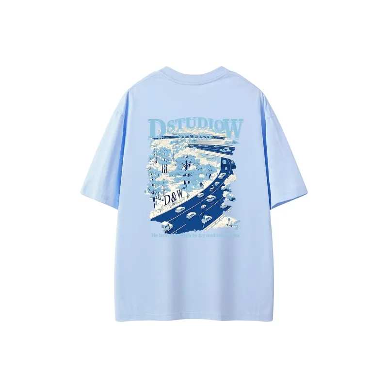 D&W T Shirts Unisex Sky Blue-0