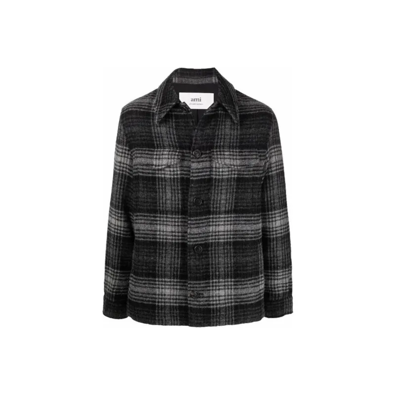 Ami Paris Checked Button up Shirt Jacket-0