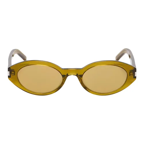 SAINT LAURENT Metal Acetate Irregular Shape Sunglasses Women's Yellow