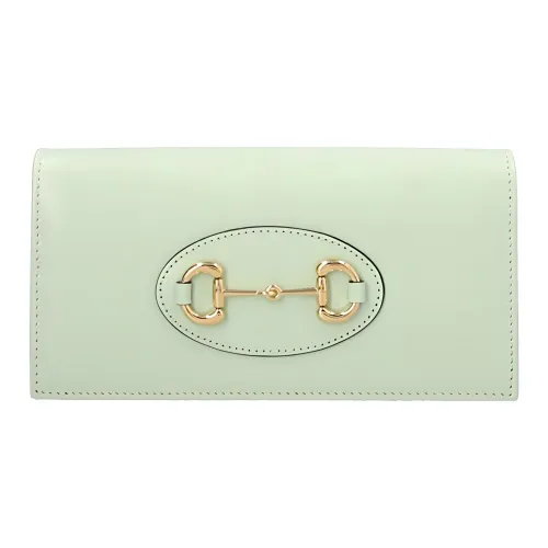 GUCCI Calfskin Wallet Crossbody Bag Shoulder Bag Women's Light Green