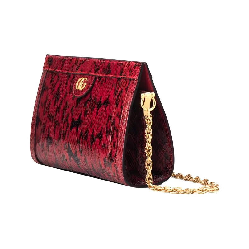 GUCCI Ophidia Python Skin Shoulder Bag Crossbody Bag Small Size Women's Red-1