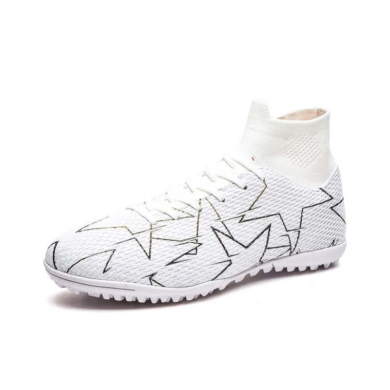 QIUTEXIONG Soccer Shoes Unisex High Top Black/White/Blue-28