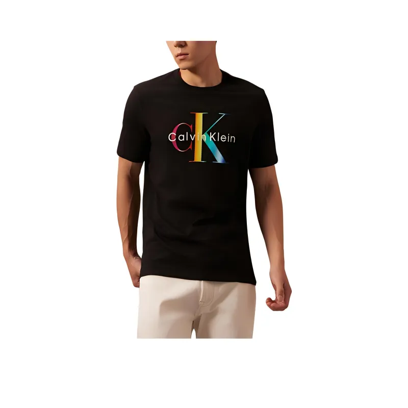 CALVIN KLEIN Rainbow Series T Shirt Men's Space Black-0