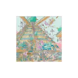 Fuchsia/Light Green/Camel