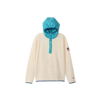 Champion Hooded Regular Sweatshirt Unisex White Patchwork