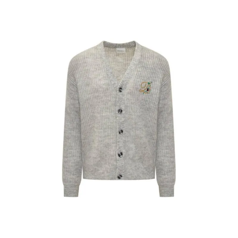DROLE DE MONSIEUR Logo Embroidered Knitted Cardigan-0