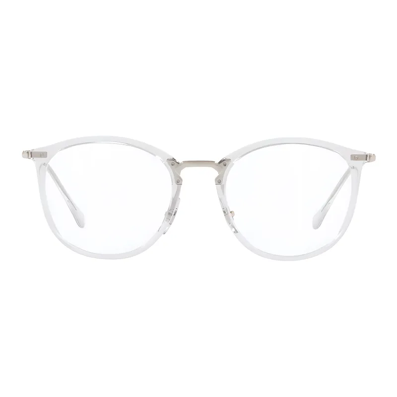 RayBan Plastic Metal Irregular Shape Eyeglass Frames Men's Silver-1