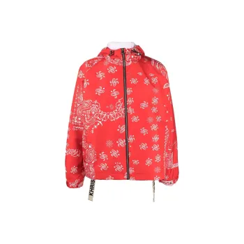 KHRISJOY Bandana Print Zip Up Windbreaker Jacket