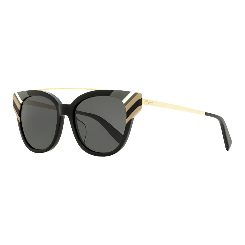 FERRAGAMO Acetate Irregular Shape Sunglasses Women's Gold-0