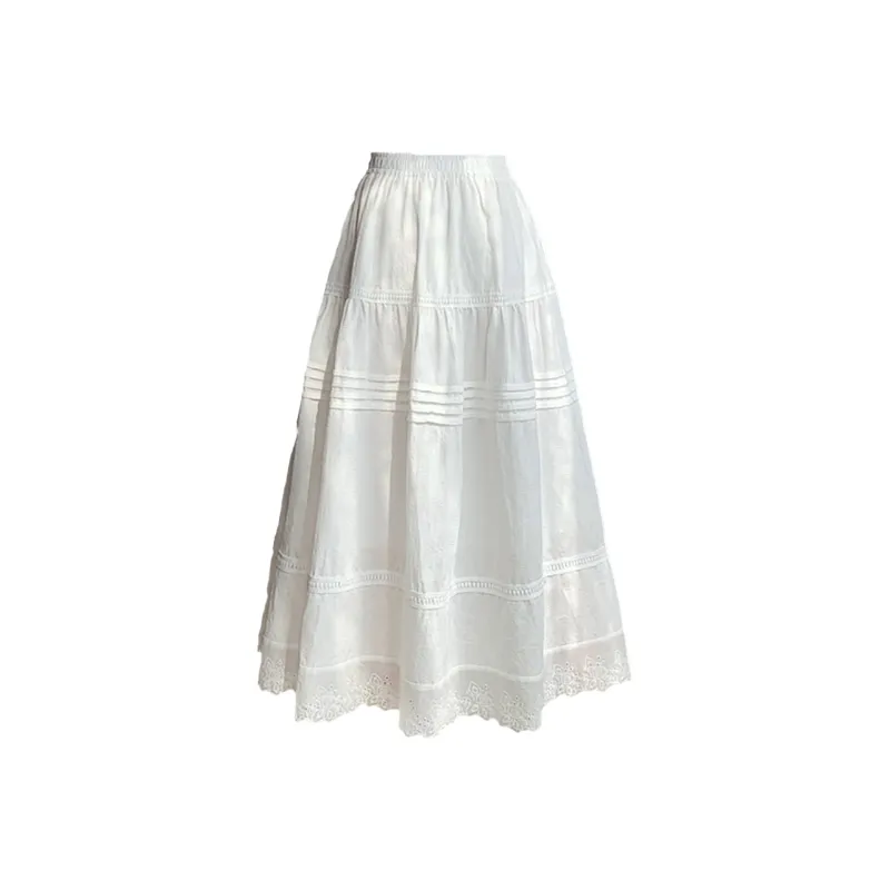 HTHK Casual Long Skirt Women's White-1