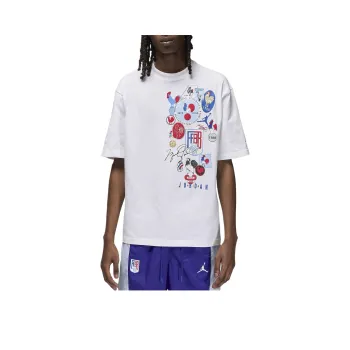 Jordan x Fédération Française De Basketball Sport Drop Shoulder Sleeve T Shirt Men's White/Ancient Royal Color
