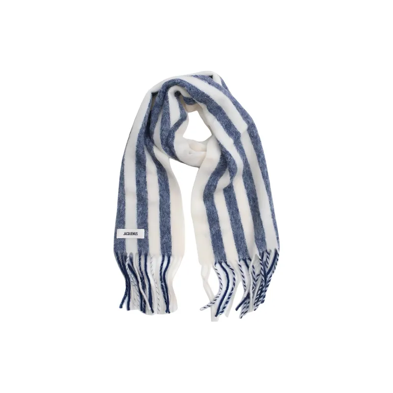 Jacquemus Mohair Knit Scarves Unisex White/Blue-1