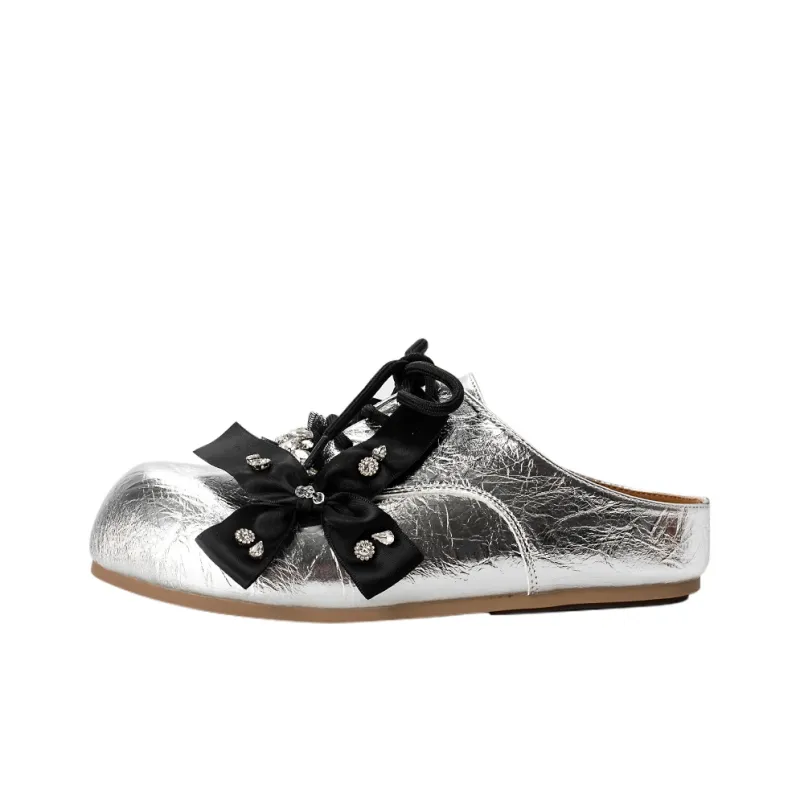 Wonderful Couple Rubber Sole Abrasion Resistant Slip Resistant Closed Toe Slippers Women's Silver-0