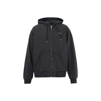 Nike Logo Print Zip Up Hooded Jacket Black