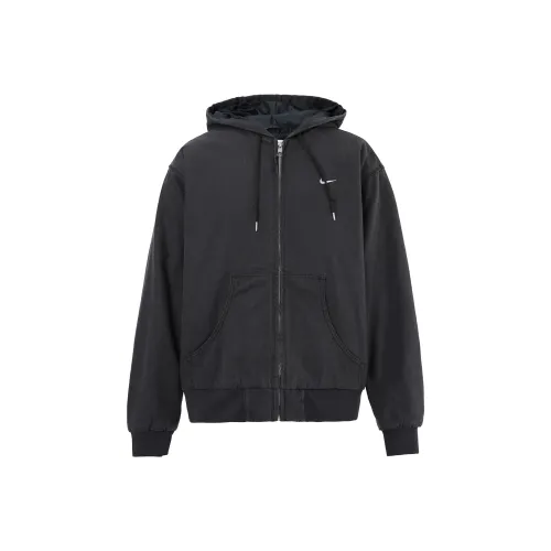Nike Logo Print Zip Up Hooded Jacket Black