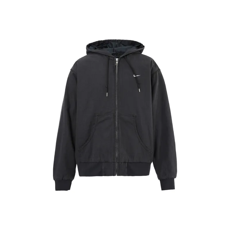 Nike Logo Print Zip-Up Hooded Jacket Black-0