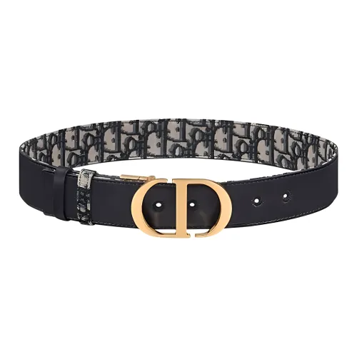 DIOR Letter Logo Leather Belts Women's Black