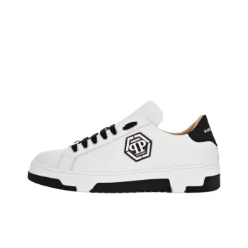 PHILIPP PLEIN Lo Top Hexagon Low Top Skateboard Shoes Unisex White