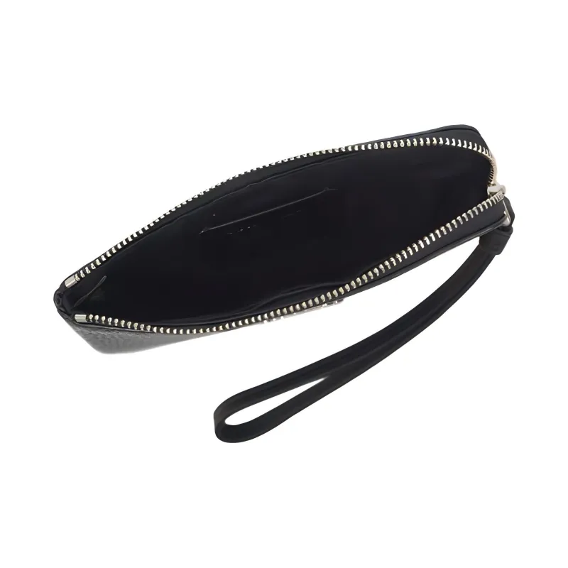 COACH Disney, Collaboration Corner Zip Pebbled Leather Pochette Clutch Wallet Wrist Bag Small Size Women's Black-4