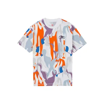 LiNing Sports Basketball Collection T Shirts Men White With Purple All Over Print