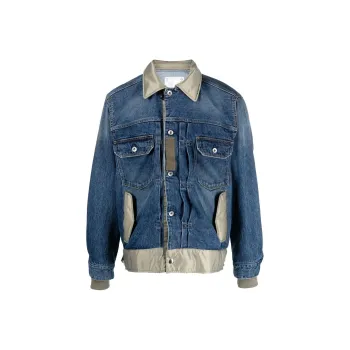 Sacai Collared Button Up Denim Jacket
