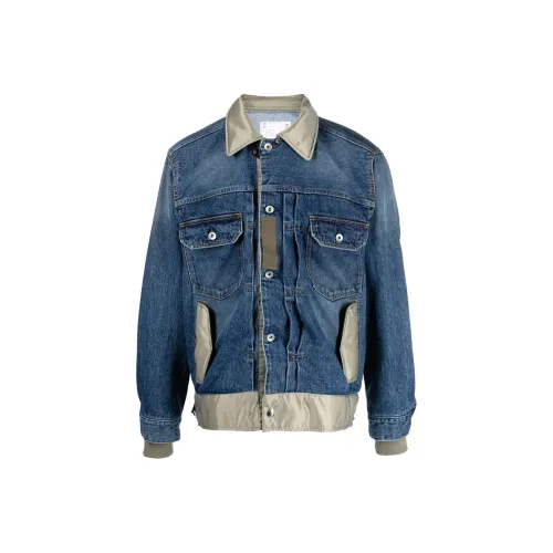 Sacai Collared Button Up Denim Jacket