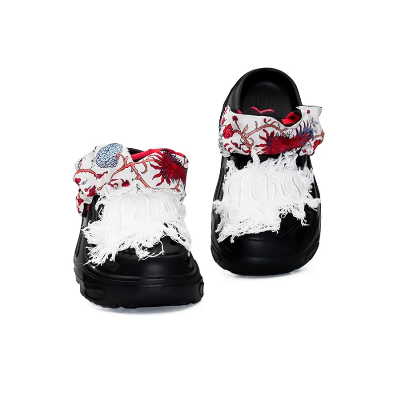OUBT Vintage Thorn Filigree Towel, Street Cool And Stylish Clogs Unisex Black-4