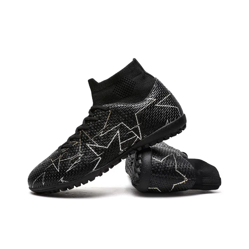 QIUTEXIONG Soccer Shoes Unisex High Top Black/White/Blue-22