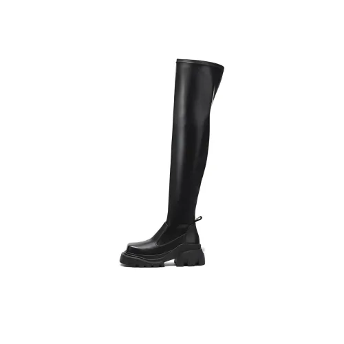 DAPHNE LAB Candy Series Knee High Over The Knee Boots Women's Black