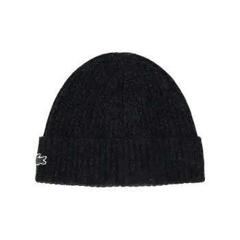 LACOSTE Wool Beanies Unisex Black Gray