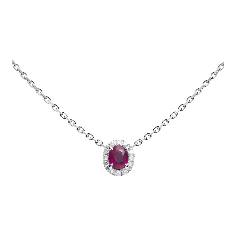 Redline Diamond Ruby White Gold Necklaces Women's Red-0